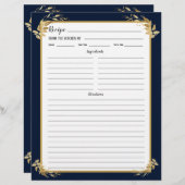 Multomap van Navy Blue Gold Foliage Recipe (Voorkant / Achterkant)