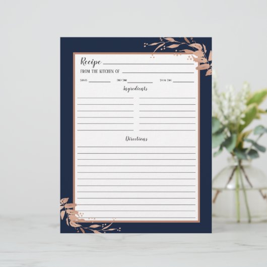 Multomap van Navy Blue Roos Gold Foliage Recipage (Staand voorkant)