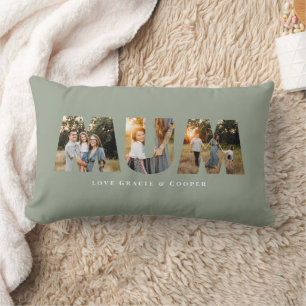 Mum 3 foto modern salie groen moederdag kussen