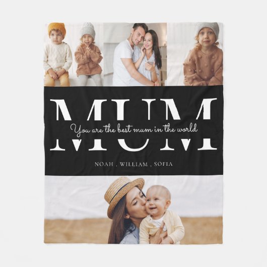 Mum 4 fotocollage gepersonaliseerd fleece deken (Voorkant)