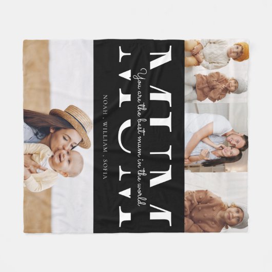 Mum 4 fotocollage gepersonaliseerd fleece deken (Voorkant (Horizontaal))
