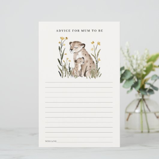 Mum Baby Tiger Foliage Advice For Mum Baby Shower (Staand voorkant)