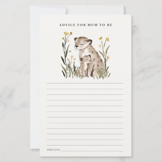 Mum Baby Tiger Foliage Advice For Mum Baby Shower (Voorkant)