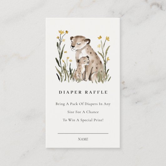 Mum Baby Tiger Foliage Diaper Raffle Baby Shower Informatiekaartje (Voorkant)