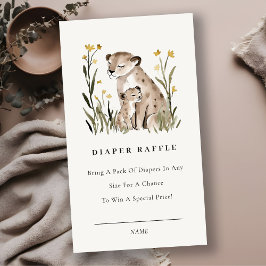 Mum Baby Tiger Foliage Diaper Raffle Baby Shower Informatiekaartje