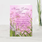 Mum Birthday Kaart - Roze Vrouwelijke Bloemen Met  (Voorkant)