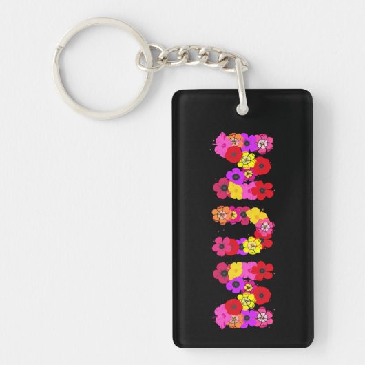 Mum Bloemen Typografisch Sleutelhanger (Voorkant)