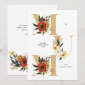 MUM Boho Flowers Goud Happy Moederdag Feestdagenkaart (Voorkant / Achterkant)