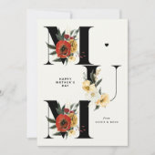 MUM Boho Flowers Zwart Happy Moederdag Feestdagenkaart (Voorkant)