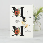 MUM Boho Flowers Zwart Happy Moederdag Feestdagenkaart (Staand voorkant)