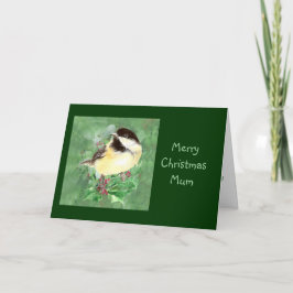 Mum, de Vogel van Chickadee van Kerstmis & het Feestdagen Kaart