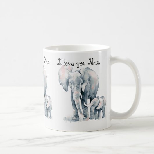 Mum Elephant mok, ik hou van je Mam, moederdag Koffiemok (Rechts)