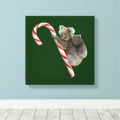 Mum en Joey Koala Candy Cane Kerstmis Canvas Afdruk (Insitu (Houten vloer))