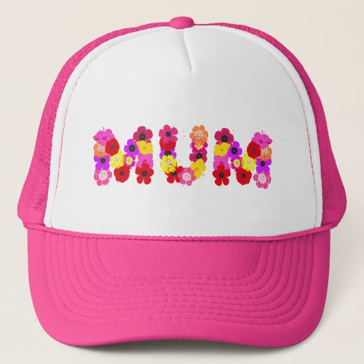 Mum Floral Typographic Design Trucker Pet (Voorkant)