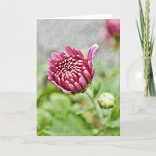 Mum Flower Bud Impressionist Art Note Kaart