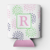 Mum Flower Pattern Waterverf Monogram Roze Marine Blikjeskoeler (Achterkant)
