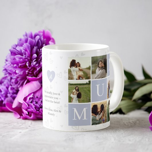 Mum Foto Vierkant Gird Monogram & gepersonaliseerd Koffiemok