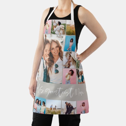 Mum fotocollage moderne typografie eenvoudig beige schort (Insitu)