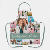 Mum fotocollage moderne typografie eenvoudig groen schort (Voorkant)