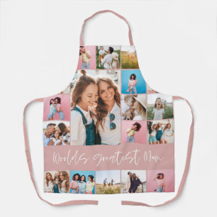Mum fotocollage moderne typografie eenvoudig roze schort