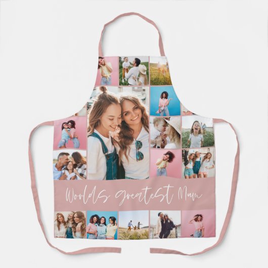 Mum fotocollage moderne typografie eenvoudig roze schort (Voorkant)