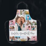 Mum fotocollage moderne typografie eenvoudig stijl schort<br><div class="desc">Werelden grootste mum 16 multi foto modern minimal eenvoudige script typografie elegante Moederdag,  verjaardag,  kerst,  paasfeest,  afstuderen,  einde schooljaar of decor cadeau ontwerp.</div>