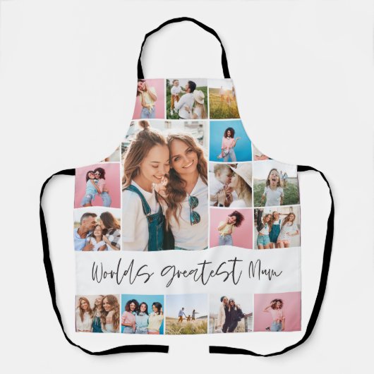 Mum fotocollage moderne typografie eenvoudig stijl schort (Voorkant)