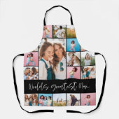 Mum fotocollage moderne typografie eenvoudig zwart schort (Voorkant)