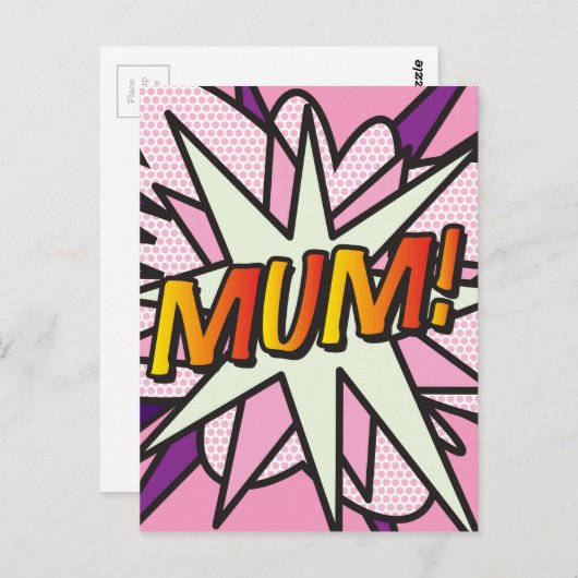 MUM Fun Retro Comic Book Pop Art Briefkaart (Voorkant / Achterkant)