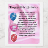 Mum Gedicht Wijnflesje Label - 80ste verjaardag Wijn Etiket (Enkel label)