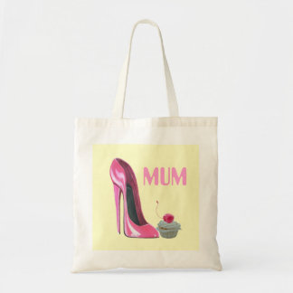 Mum Gift Bag met roze stiletto shoe and cupcake Tote Bag