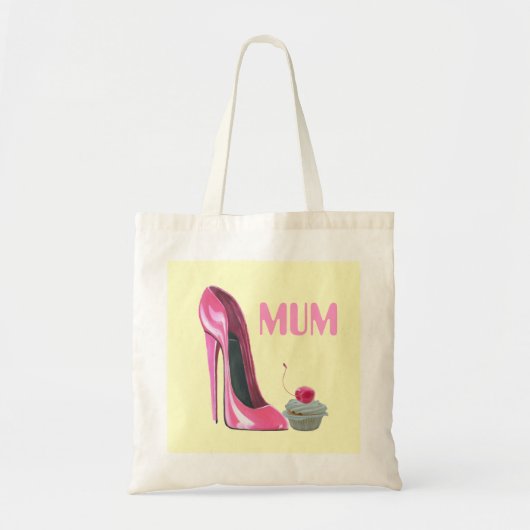 Mum Gift Bag met roze stiletto shoe and cupcake Tote Bag (Voorkant)