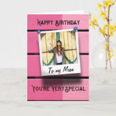 Mum Happy Birthday Instagram Foto Rustiek Roze Kaart (Gele Bloem)