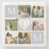 Mum Heart Photo Collage Grid Monogram Keepsake Stenen Onderzetter