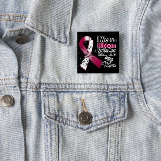 Mum Hero in mijn hoofdhalskanker Vierkante Button 5,1 Cm (In situ)