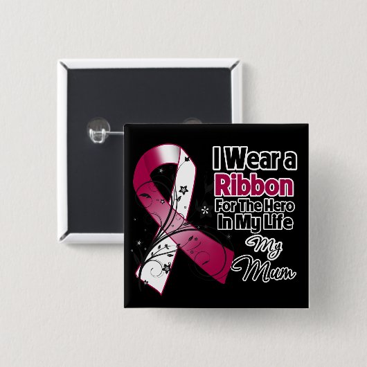 Mum Hero in mijn hoofdhalskanker Vierkante Button 5,1 Cm (Voorkant /achterkant)