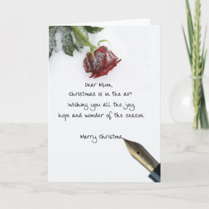 Mum kerstbrief over sneeuwwitpapier feestdagen kaart