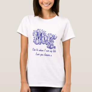 Mum "One to who" decoratief wit en blauw t-shirt