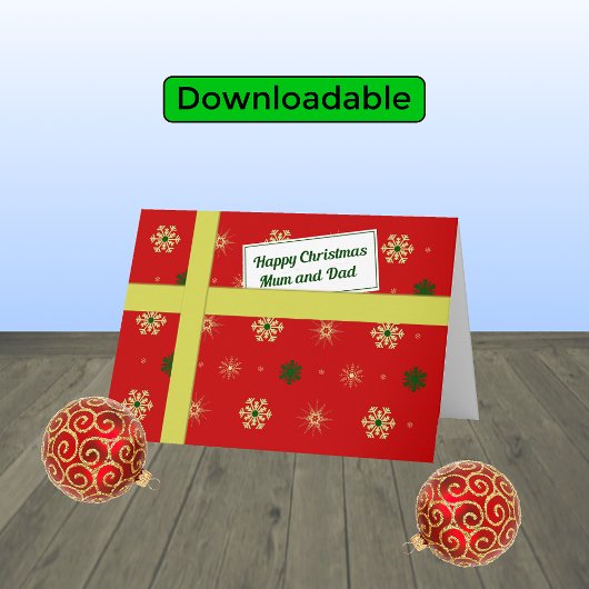 "Mum" pap red kerstparcel modern Feestdagen Kaart