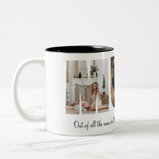 Mum Photo Collage Moederdag Gift Tweekleurige Koffiemok (Links)