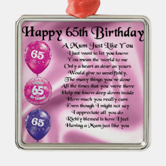 Mum Poem - 65th Birthday Metalen Ornament