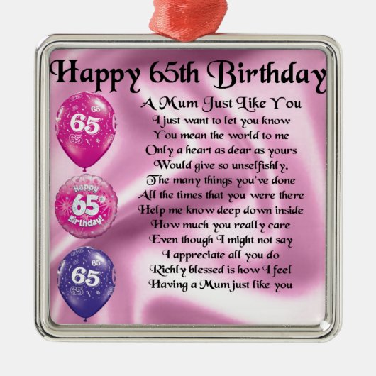 Mum Poem - 65th Birthday Metalen Ornament (Voorkant)