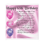 Mum Poem - 65th Birthday Notitieblok (Voorkant)