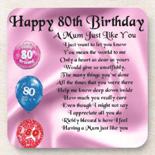 Mum Poem - 80th Birthday Bier Onderzetter