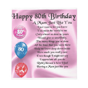 Mum Poem - 80th Birthday Notitieblok