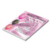 Mum Poem - Happy Birthday Notitieblok (Linkerzijde)