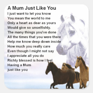 Mum Poem - ontwerp voor paarden Vierkante Sticker