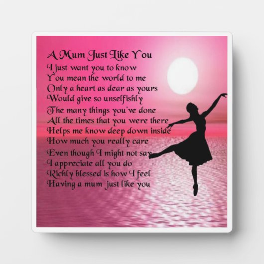 Mum Poem Plaque - Ballerina Design Fotoplaat (Voorkant)