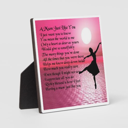 Mum Poem Plaque - Ballerina Design Fotoplaat (Voorkant)