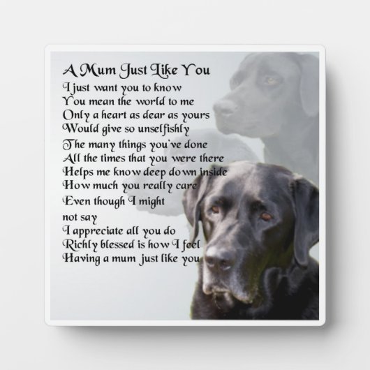 Mum Poem Plaque - Black Labrador Design Fotoplaat (Voorkant)